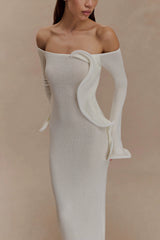 Sandrine Off Shoulder Knit Maxi Dress - White