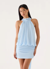 Verbina Scarf Mini Dress - Blue
