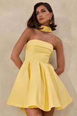 Bruna | Lemon Bandeau Skater Mini Dress