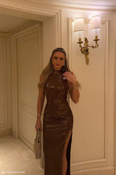 Veronica Sequin Midi Dress - Chocolate
