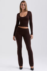 Raquel-Chocolate Cashmere Blend Scoop Neck Top - SALE
