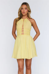 Designed With Love Halter Mini Dress Yellow