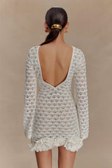 Aileen Ruffle Crochet Mini Dress - Ivory