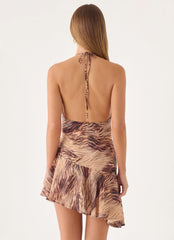 Lanthe Halter Mini Dress - Golden Tiger