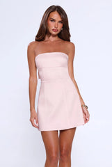 The Best Gift Satin Strapless Mini Dress Light Pink