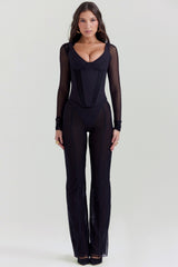 Araminta-Black Long Sleeve Corset