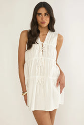 Antibes Tie Front Mini Dress White