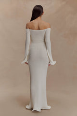 Sandrine Off Shoulder Knit Maxi Dress - White