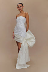 Franka Strapless Bow Mini Dress - White