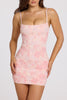 Embellished Square-Neck Mini Dress in Soft Pink Ombre