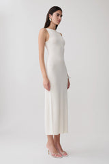 Boston Boat Neck Sleeveless Midi Dress - Ivory