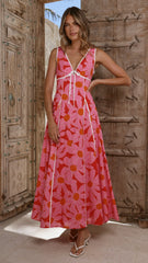 Tisha Maxi Dress - Pink/Red Floral