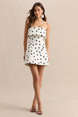 Nelly | White & Black Polka Dot Square-Neck Mini Dress