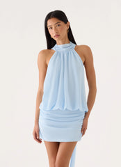 Verbina Scarf Mini Dress - Blue
