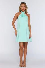 Need This Edit Halter Mini Dress Aqua