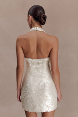 Caralee Sequin Halter Mini Dress - Ivory