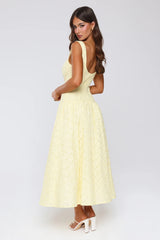 Romance Stitched Embroidered Maxi Dress Lemon