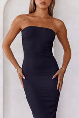 BASE Luxe Rib The Ultimate Strapless Midi Dress Black