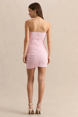 Merisse | Light Pink Bandeau Mini-Dress With Ruched-Detailing