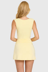 Modal Wrap Mini Dress in Butter
