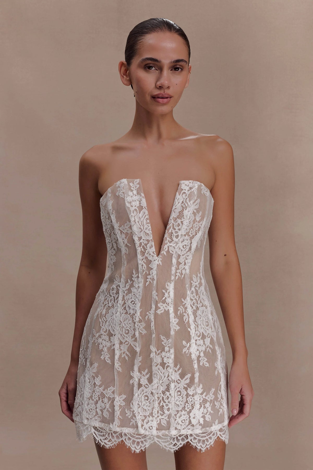 Zoey Lace Corset Mini Dress - Ivory
