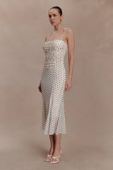 Willa Gathered Mesh Midi Dress - Polka Dot