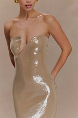 Winston Strapless Sequin Maxi Dress - Taupe