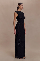 Samara Sleeveless Diamante Maxi Dress - Black