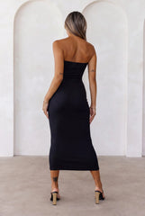 BASE Luxe Rib The Ultimate Strapless Midi Dress Black