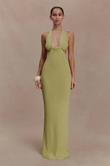 Theresea Halter Knit Maxi Dress - Light Olive