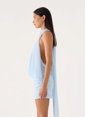 Verbina Scarf Mini Dress - Blue