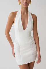 Anari Gathered Scuba Mini Dress - White