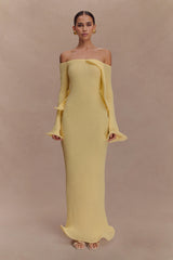 Sandrine Off Shoulder Knit Maxi Dress - Lemon