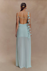 Rosalie Floral Chiffon Maxi Dress - Lagoon
