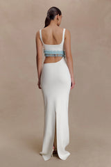 Ruvic Knit Maxi Beaded Dress - White