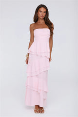 Dressed To Be Seen Strapless Maxi Dress Pink