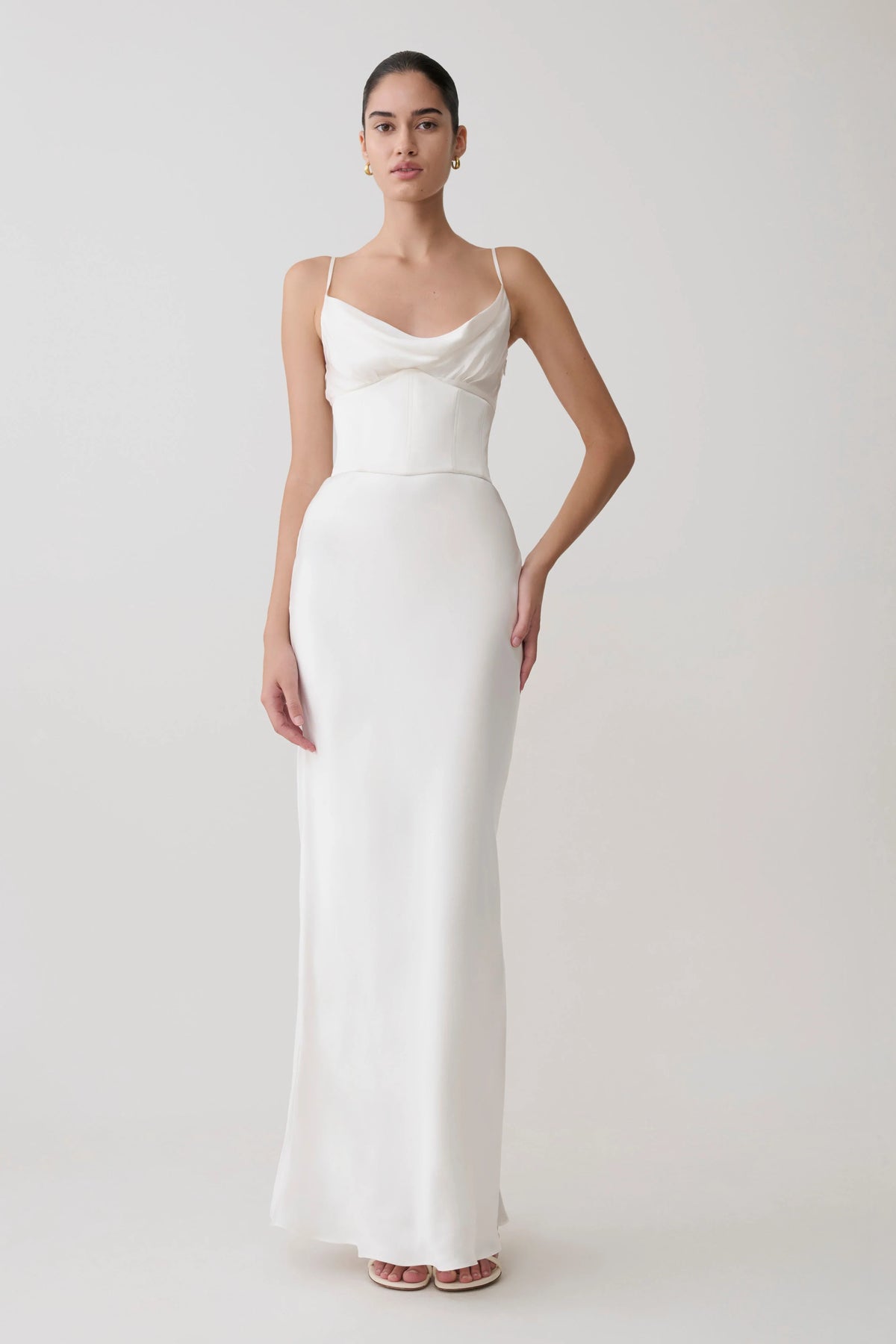 Seraphine Corset Satin Maxi Dress - Ivory