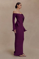 Sandrine Off Shoulder Knit Maxi Dress - Plum