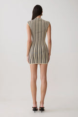 Meggie Striped Sleeveless Mini Dress - Black/Ivory