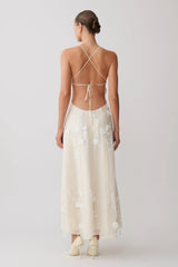 Odette Floral Lace Midi Dress - Buttermilk