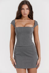 Rowena-Grey Lace Back Corset