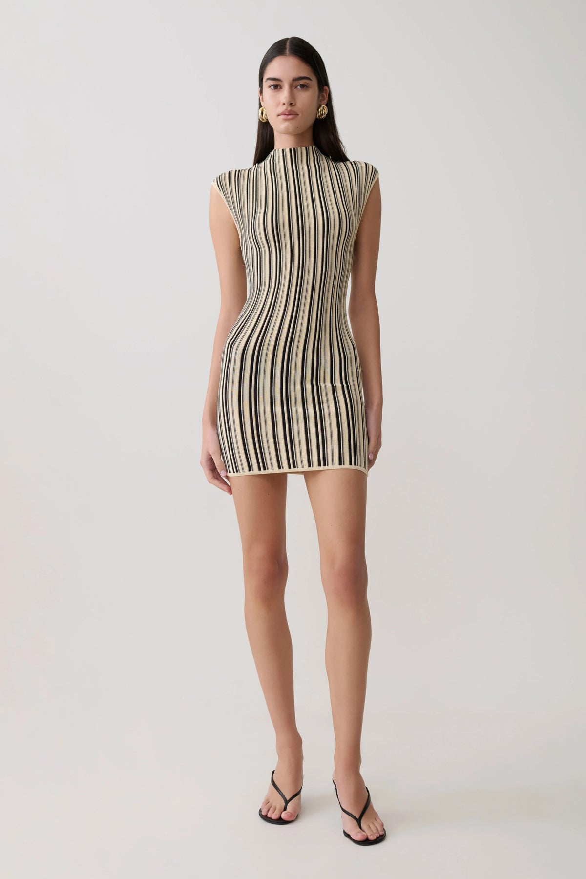 Meggie Striped Sleeveless Mini Dress - Black/Ivory