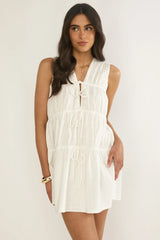 Antibes Tie Front Mini Dress White