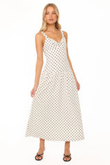 Sophina Midi Dress - Black Polka Dot