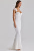 white gathered mesh maxi dress