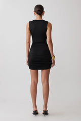 Scarlet Slinky Cowl Mini Dress - Black