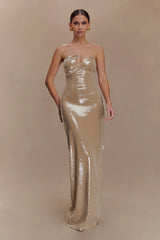 Winston Strapless Sequin Maxi Dress - Taupe