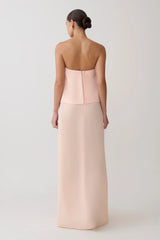 Sophia Satin Strapless Maxi Dress - Peach