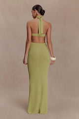 Theresea Halter Knit Maxi Dress - Light Olive
