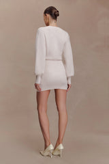 Xaden Wool Mix Knit Mini Dress - Oat Marle